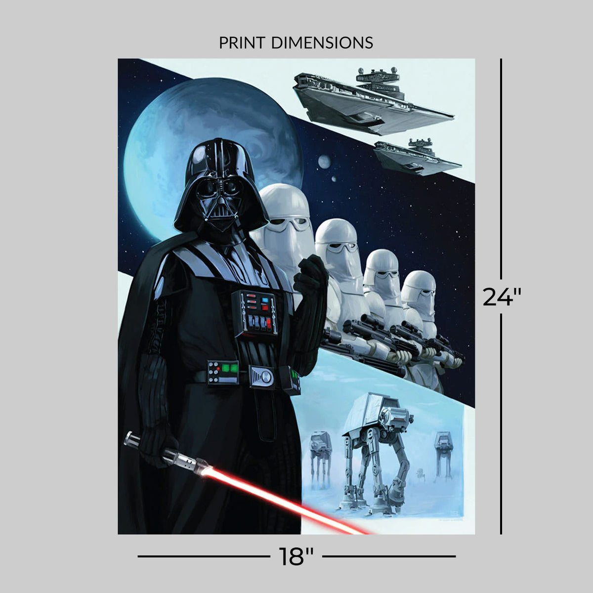Arrival on Hoth Star Wars Darth Vader Snowtrooper AT-AT (Art Print)