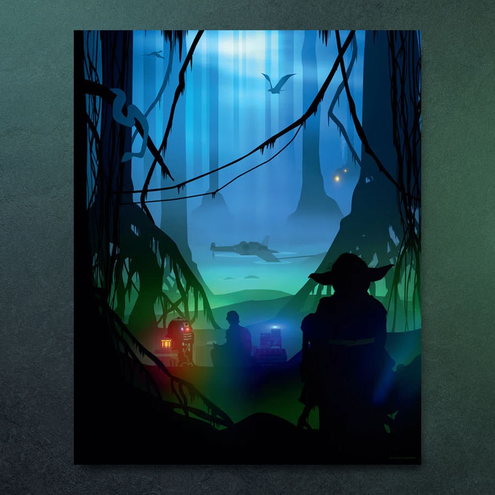 Being Watched Star Wars Luke Skywalker R2-D2 Yoda (Art Print)