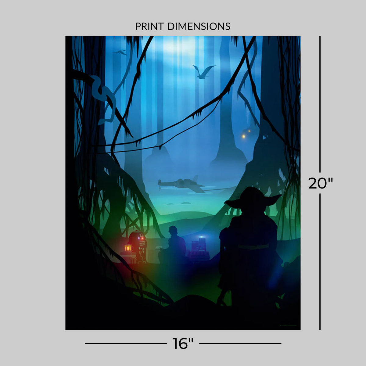 Being Watched Star Wars Luke Skywalker R2-D2 Yoda (Art Print)