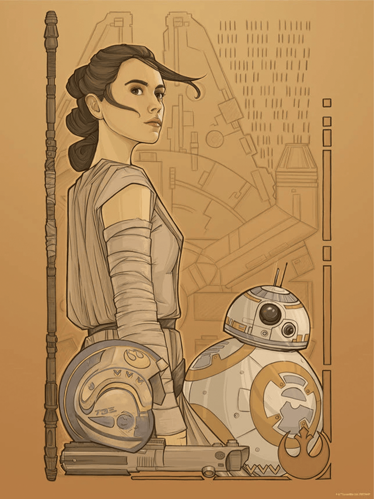 Beyond Jakku Star Wars BB-8 Rey (Art Print)