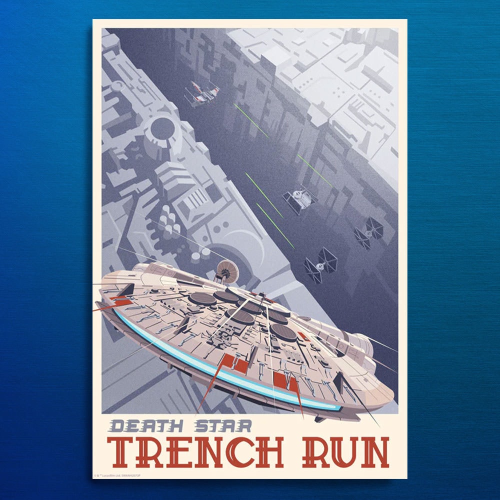 Death Star Trench Run Star Wars Millennium Falcon (Art Print)