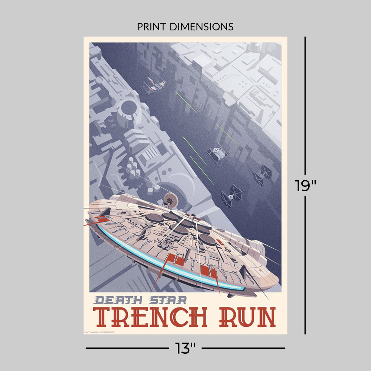 Death Star Trench Run Star Wars Millennium Falcon (Art Print)