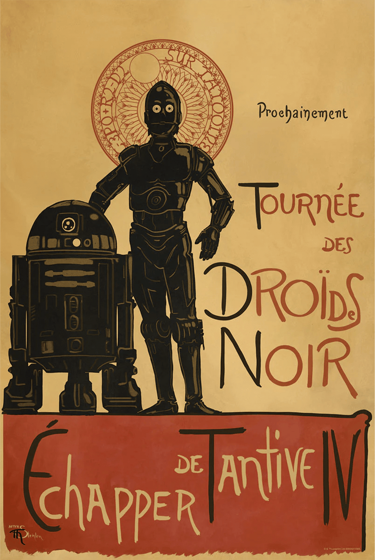 Droides Noir (Large) Star Wars C-3PO R2-D2 (Art Print)