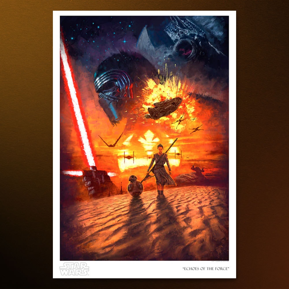 Echoes of the Force Star Wars BB-8 Kylo Ren Rey (Art Print)