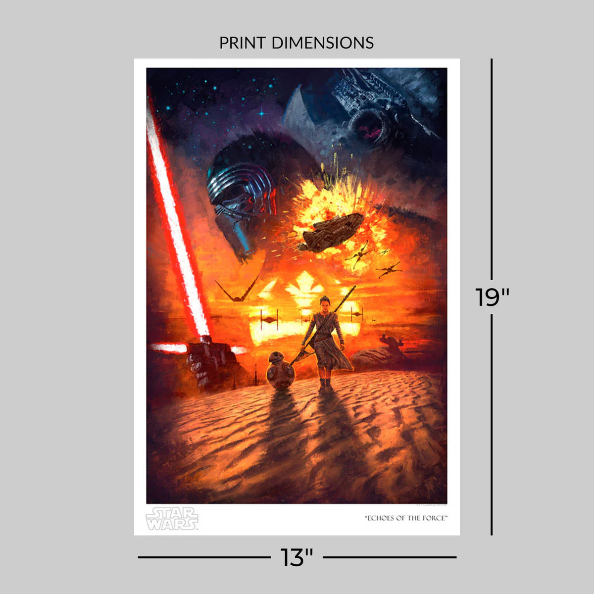 Echoes of the Force Star Wars BB-8 Kylo Ren Rey (Art Print)