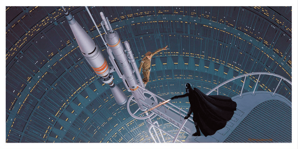 Sword Fight on Antenna Star Wars Darth Vader Luke Skywalker (Art Print)