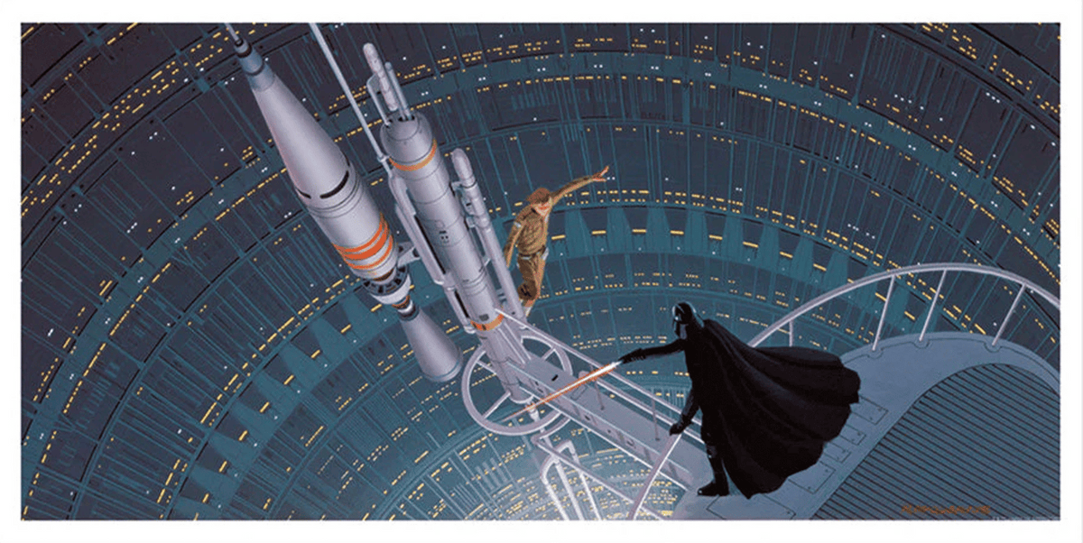 Sword Fight on Antenna Star Wars Darth Vader Luke Skywalker (Art Print)