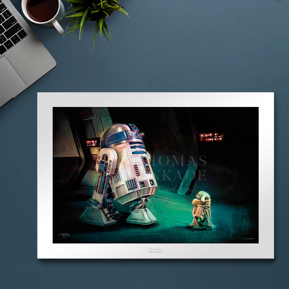First Meeting Star Wars R2-D2 Grogu (Art Print)