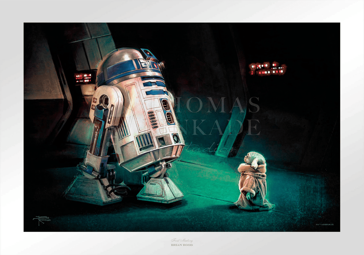 First Meeting Star Wars R2-D2 Grogu (Art Print)