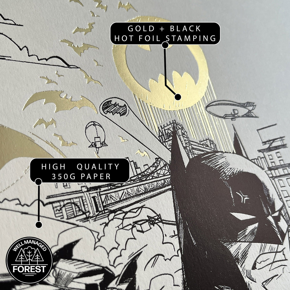 Batman Core (Black & Gold) Foil Letterpress Poster DC (Art Print)