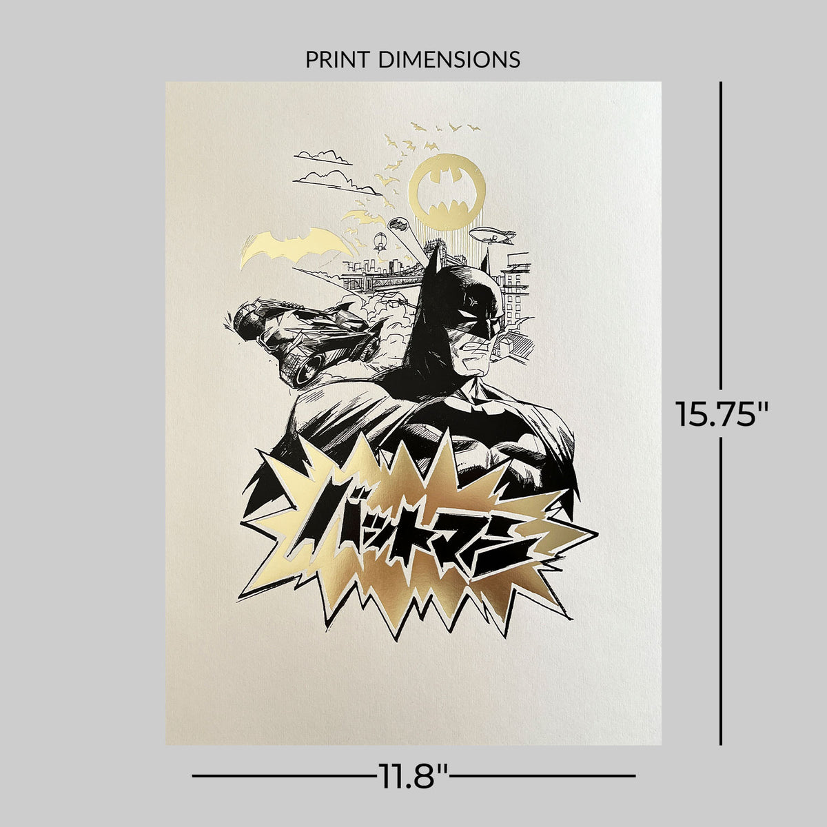 Batman Core (Black & Gold) Foil Letterpress Poster DC (Art Print)