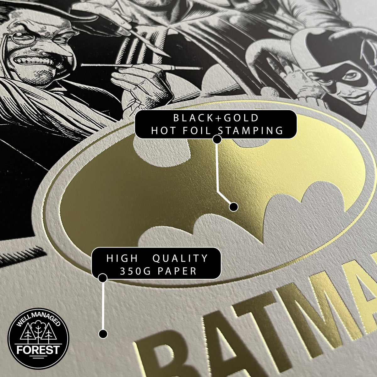 Batman Team Foil Letterpress Poster DC (Art Print)
