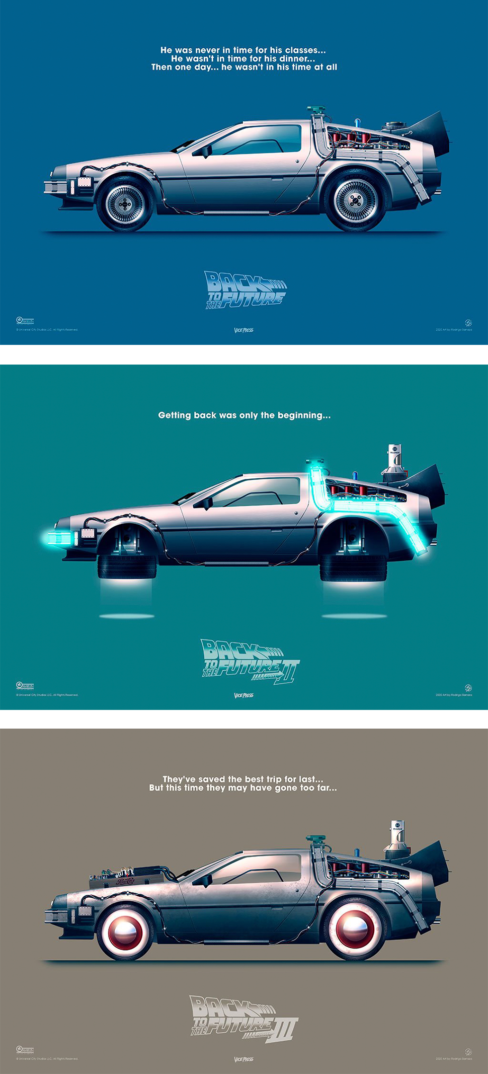 Back to the Future – Delorean Set (Art Print)