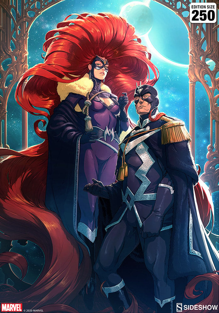 Black Bolt & Medusa Marvel Medusa Black Bolt (Art Print)