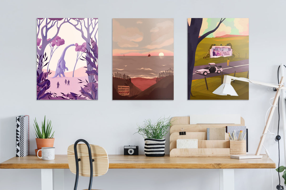 BTTF, Jaws, Jurassic Park Set Universal (Art Print)