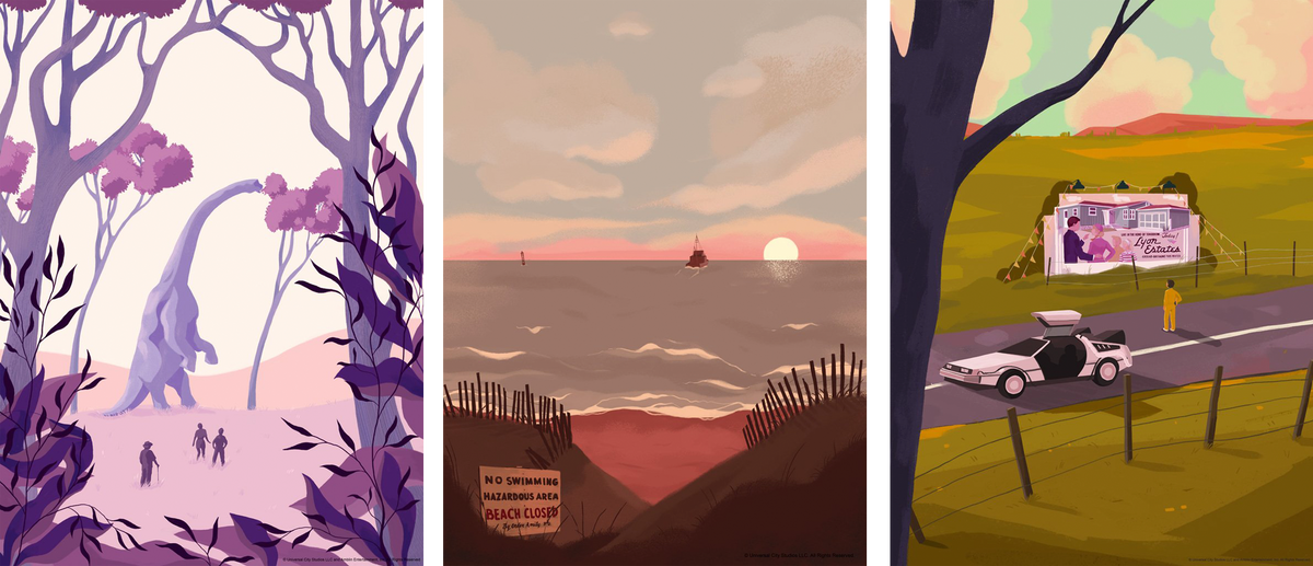 BTTF, Jaws, Jurassic Park Set Universal (Art Print)
