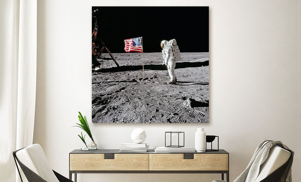 Buzz Aldrin. Apollo 11. 'Flag on the Moon' (Art Print)