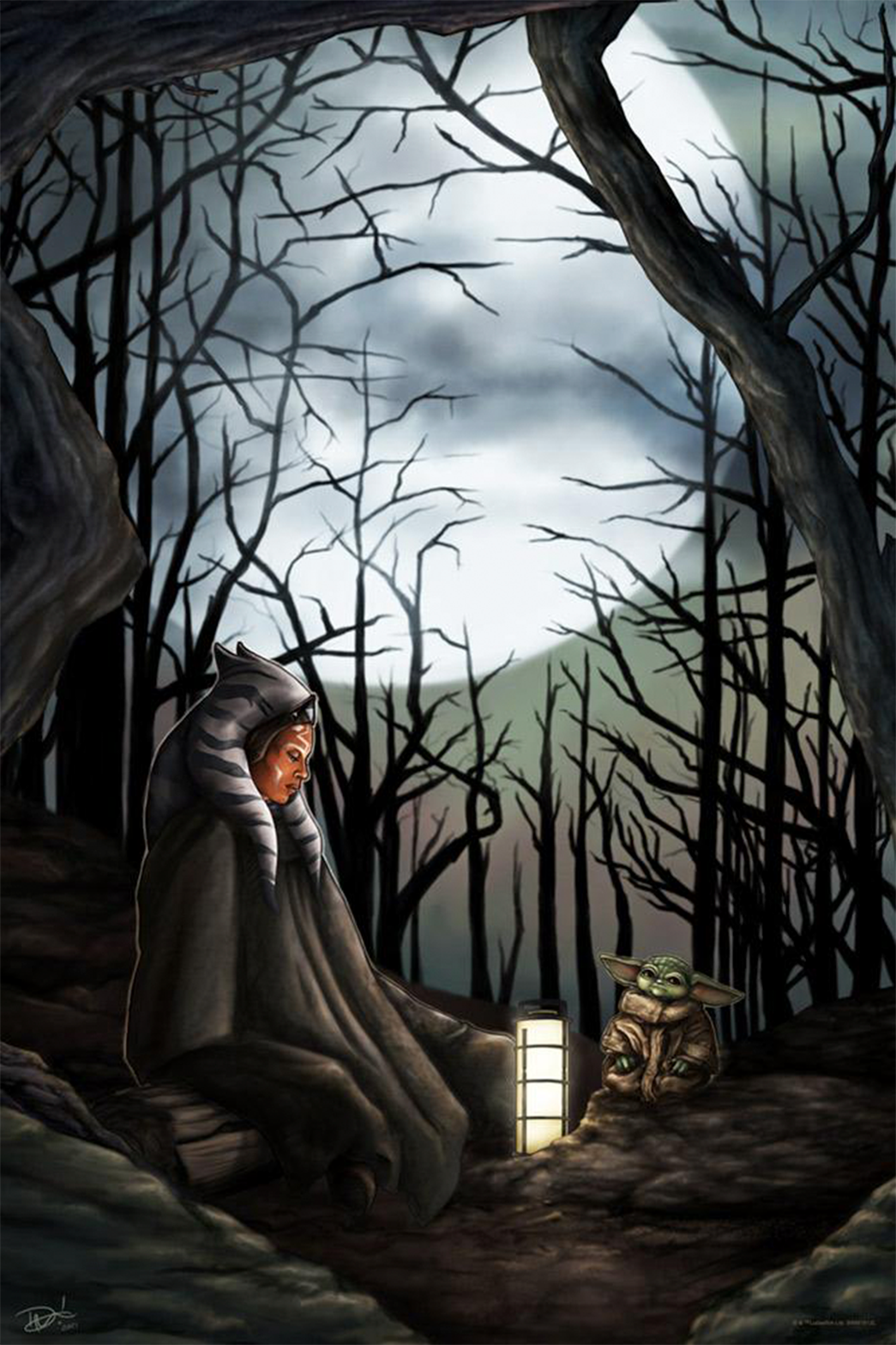 Communion In The Force Star Wars Ahsoka Tano Grogu (Art Print)