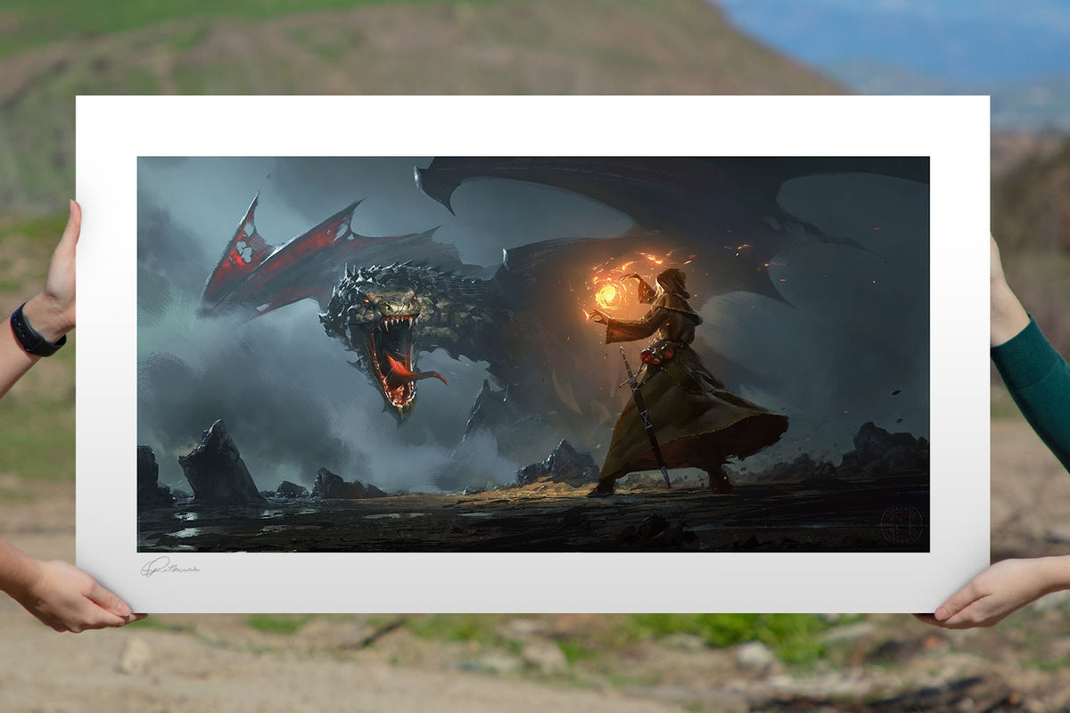 Dragon's Cave Greg Rutkowski (Art Print)