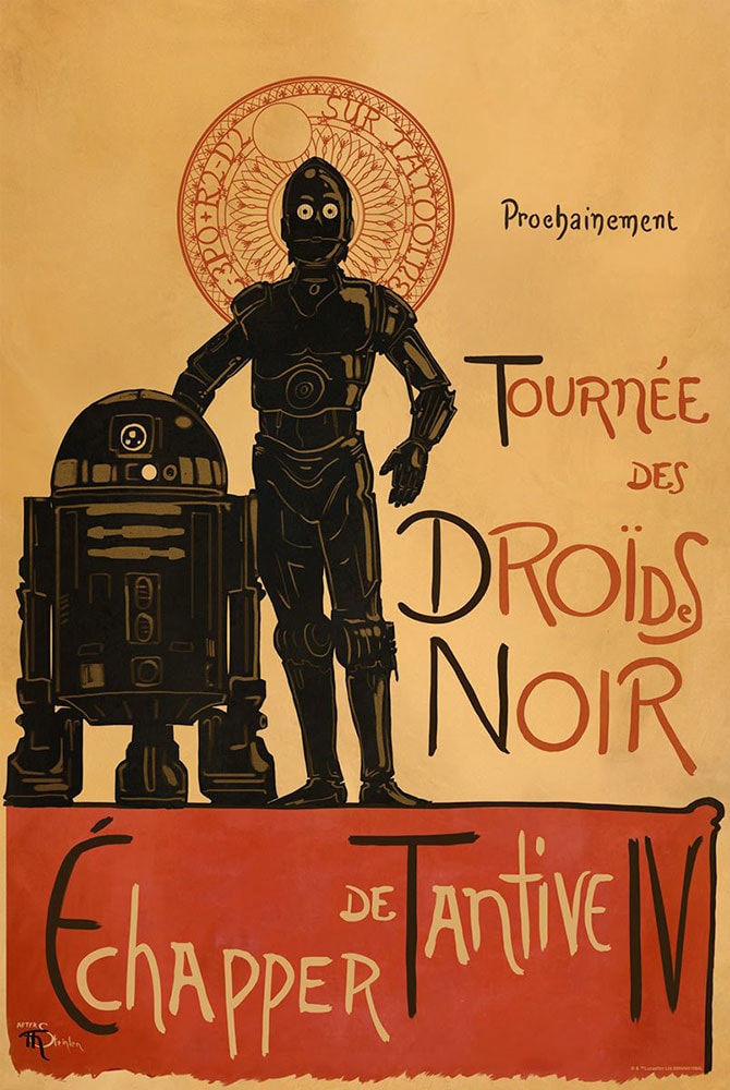 Droides Noir (Large) Star Wars C-3PO R2-D2 (Art Print)