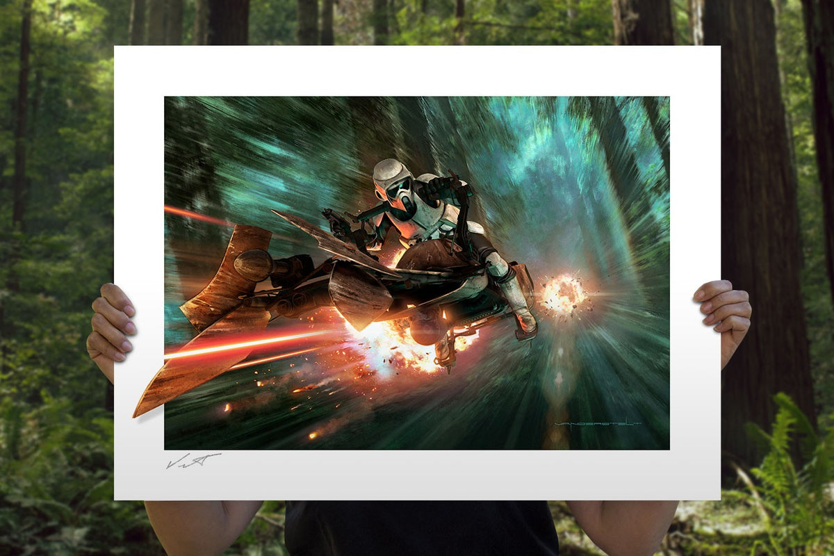 Endor Chase Star Wars Scout Trooper (Art Print)