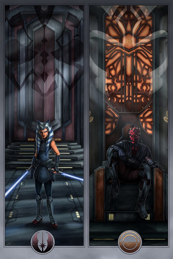 Face Off On Mandalore Star Wars Darth Maul Ahsoka Tano (Art Print)