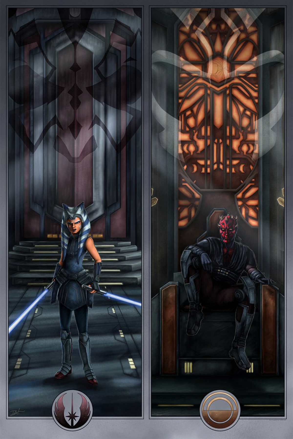 Face Off On Mandalore Star Wars Darth Maul Ahsoka Tano (Art Print)