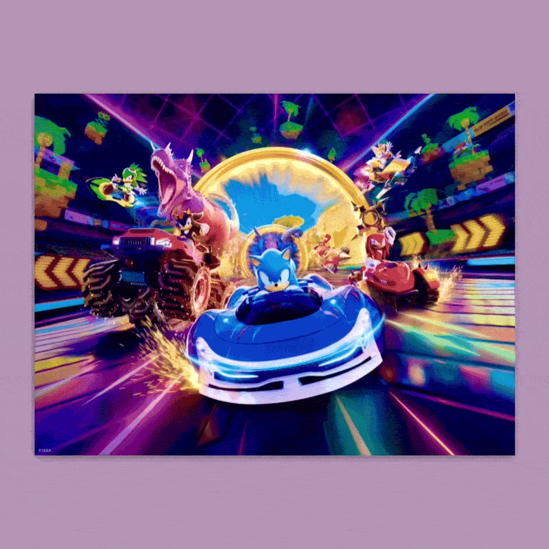 Sonic Racing: CrossWorlds Official Key-Art (Holographic Foil) Sonic the Hedgehog (Art Print)