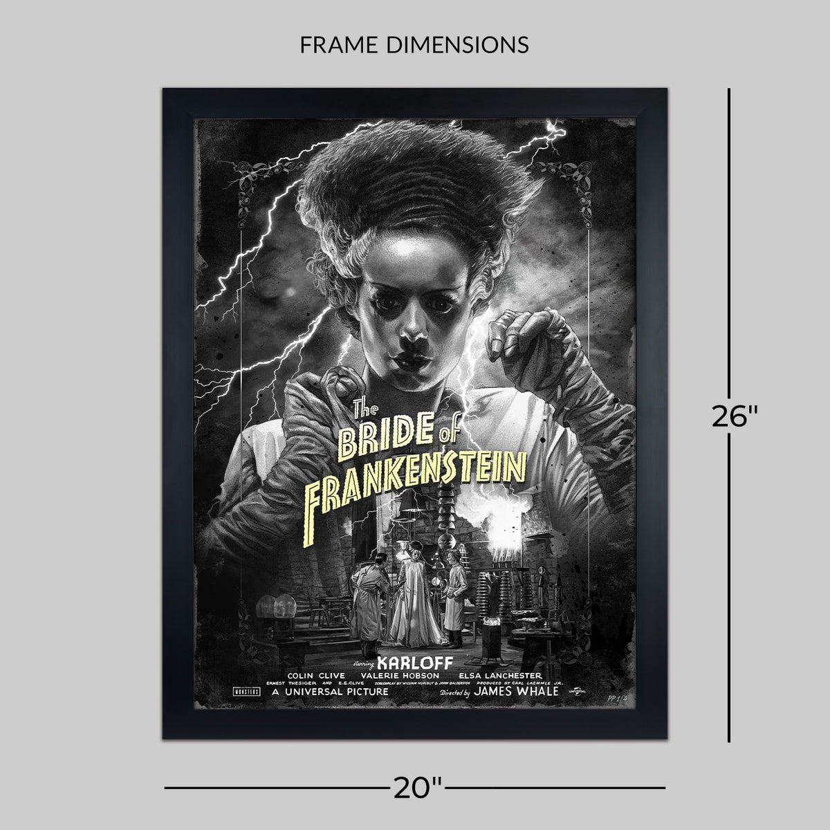 Bride of Frankenstein (Silver Screen) Universal Monsters (Movie Poster)