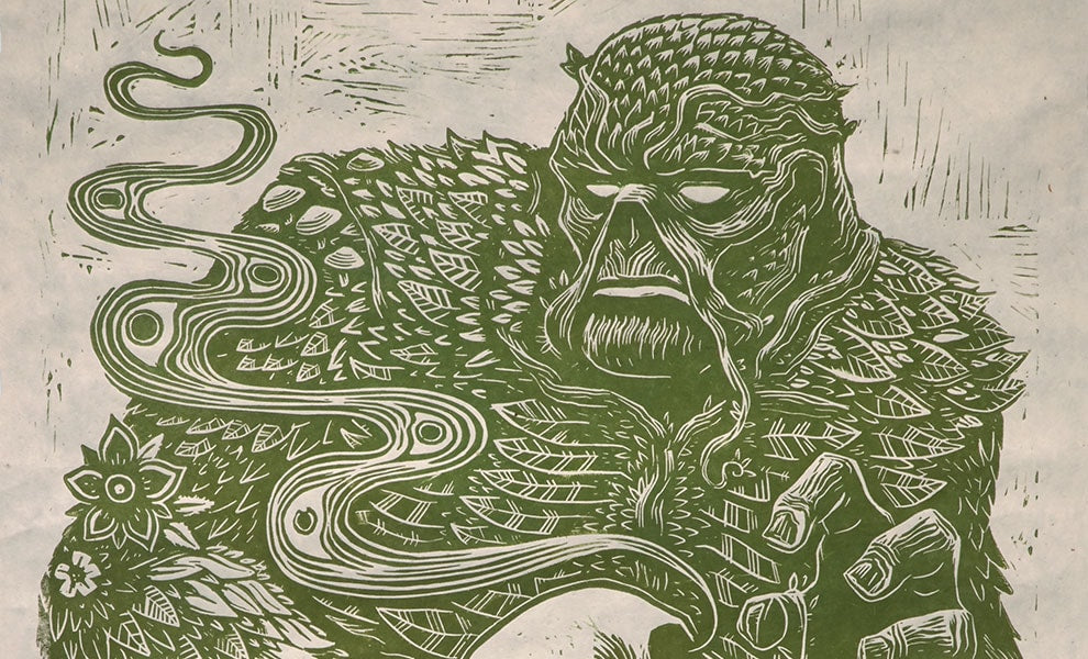 Swamp Thing Linocut on Lokta Paper DC (Art Print)