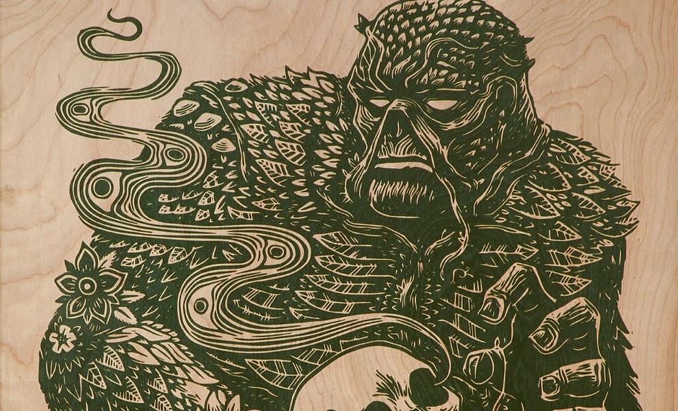 Swamp Thing Linocut on Lokta Paper DC (Art Print)