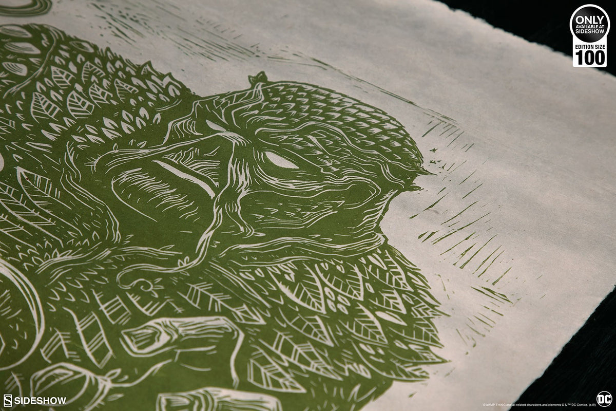 Swamp Thing Linocut on Lokta Paper DC (Art Print)