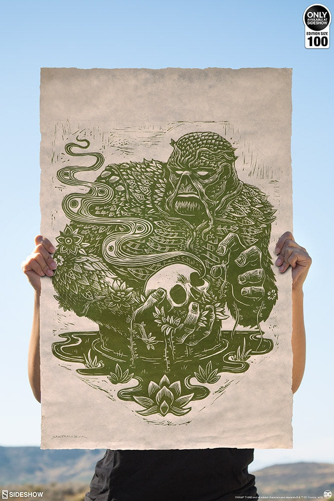 Swamp Thing Linocut on Lokta Paper DC (Art Print)