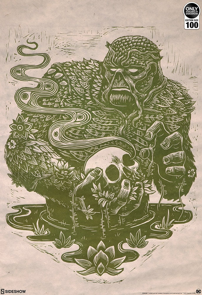 Swamp Thing Linocut on Lokta Paper DC (Art Print)