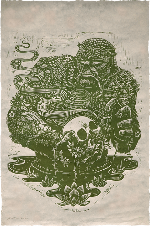 Swamp Thing Linocut on Lokta Paper DC (Art Print)
