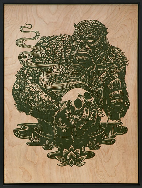 Swamp Thing Linocut on Lokta Paper DC (Art Print)