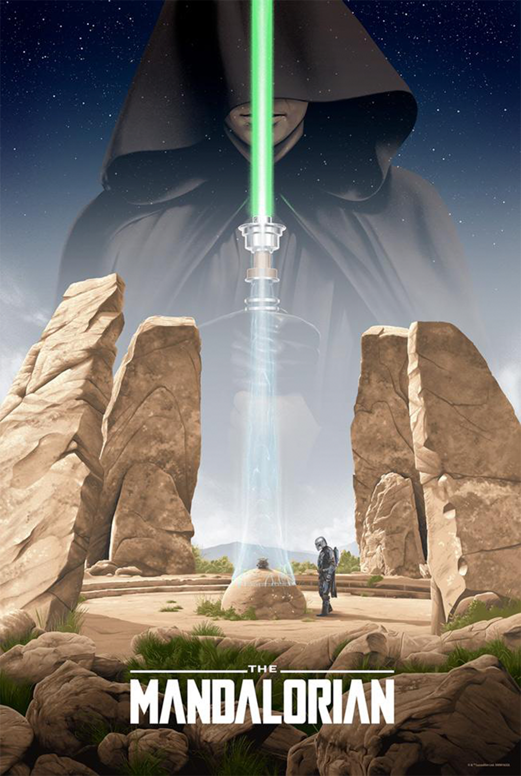 The Call of the Jedi Star Wars Luke Skywalker The Mandalorian (Art Print)