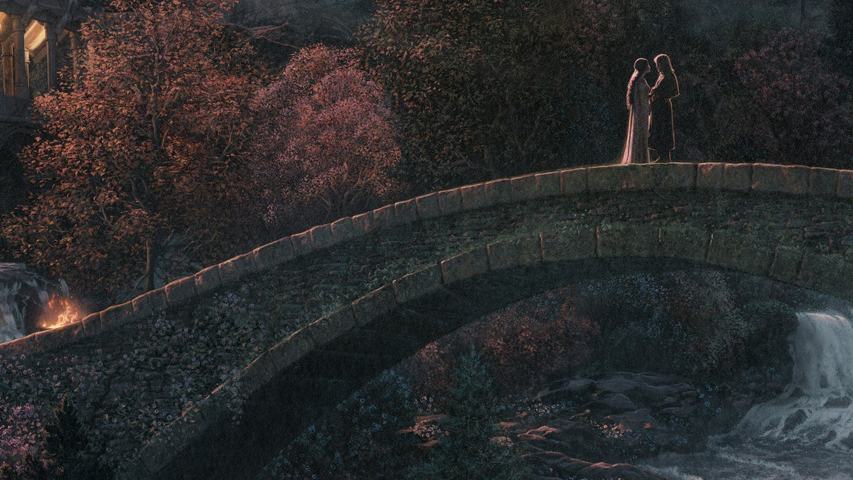 At the Bridge of Rivendell: A hope re-kindled The Lord of the Rings Aragorn Arwen (Art Print)