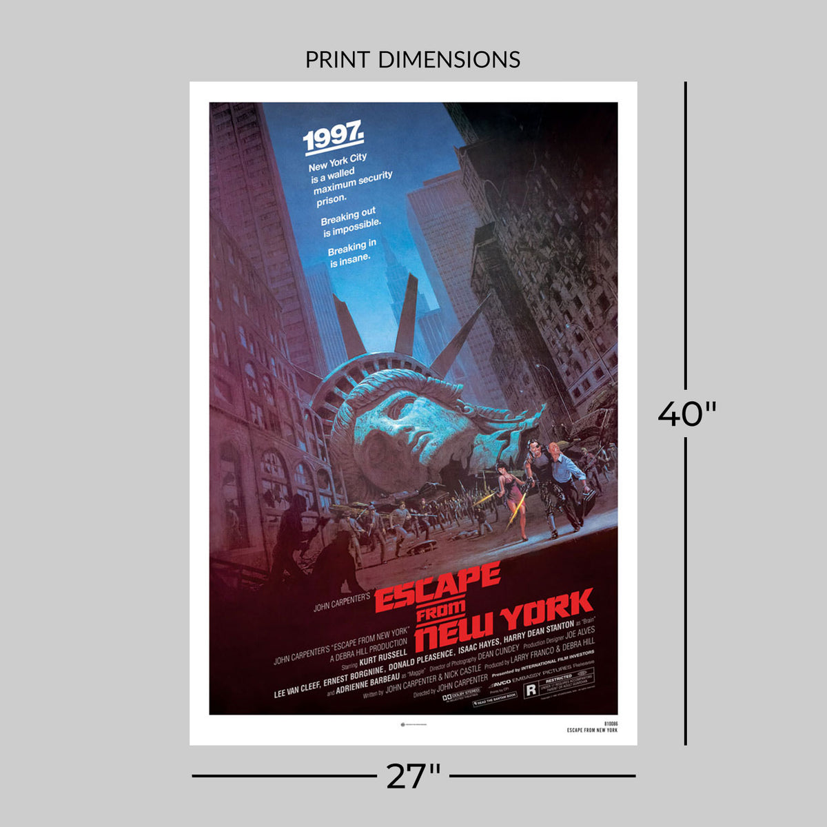 Escape From New York Theatrical Key Art (One Sheet) Snake Plissken (Movie Poster)