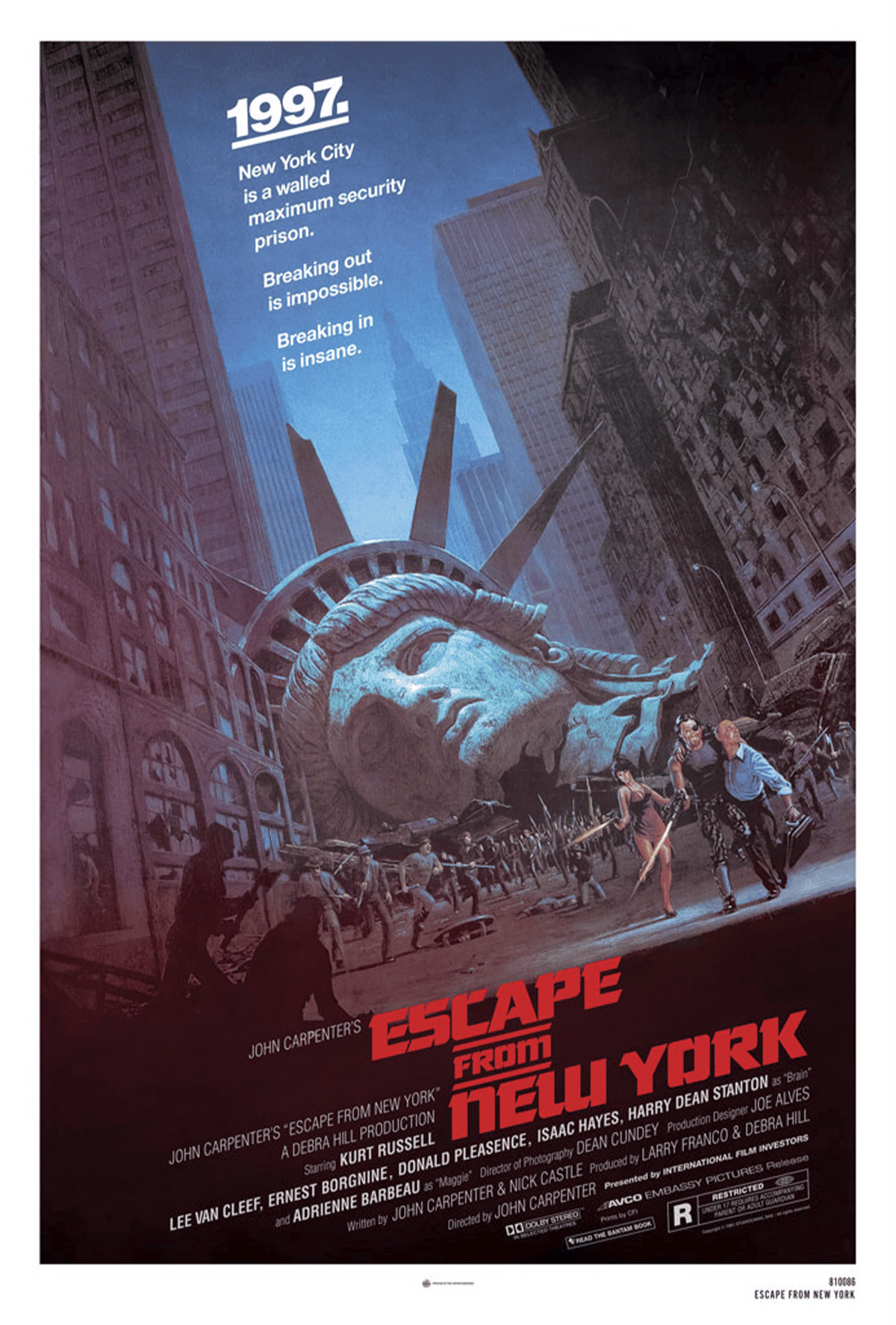 Escape From New York Theatrical Key Art (One Sheet) Snake Plissken (Movie Poster)